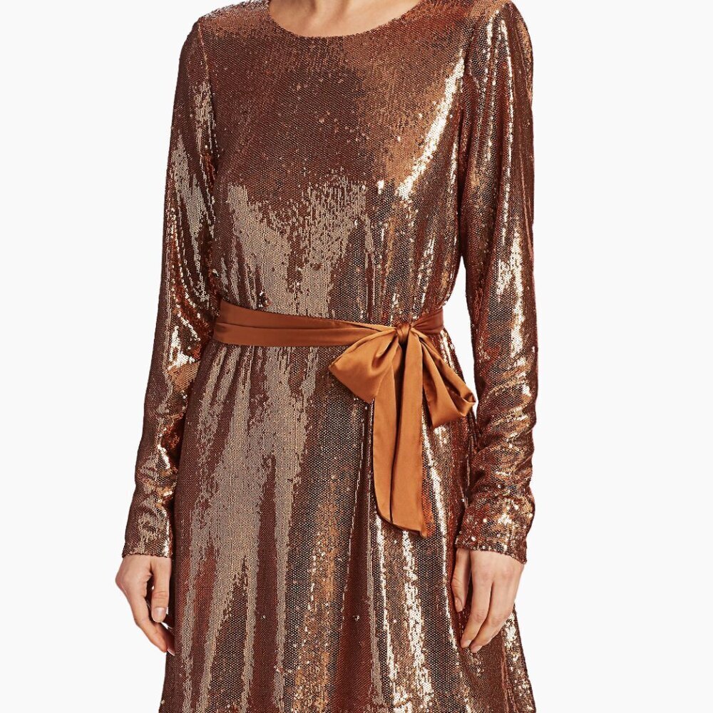 Ramy Brook Copper Long Sleeve Sequin Hallie Dress Womens XS - Picture 12 of 12